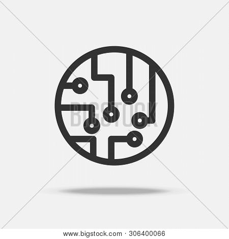 Circuit Board Icon Vector. Thin Line Icon. Quantum Technology And Digital Transformation Concept.