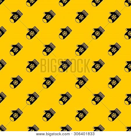 Mitten With Snowflake Pattern Seamless Vector Repeat Geometric Yellow For Any Design