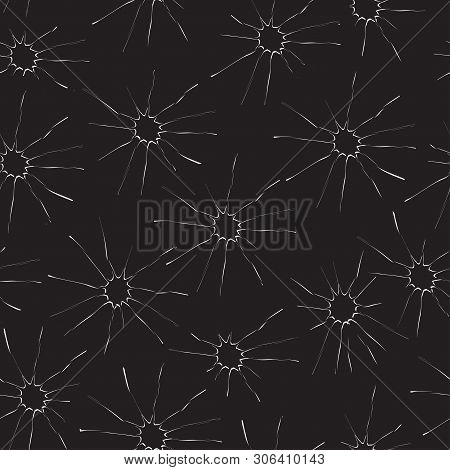 Vector Black Background With White Suns. Samless Texture