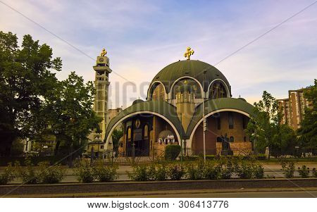 Exterior View To St. Kliment Ohridsky Cathedral In Skopje, North Macedonia