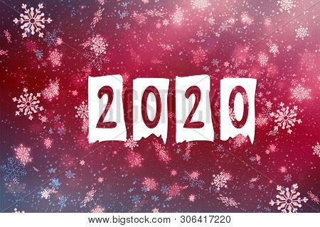 New Year-2020. New Year`s Composition, The Concept Of The New Year. Inscription 2020 Red Background 