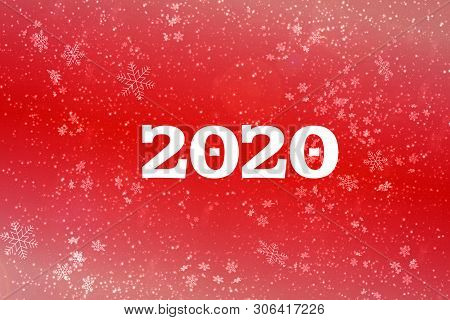New Year-2020. New Year`s Composition, The Concept Of The New Year. Inscription 2020 Red Background 