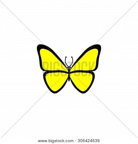 Butterfly Icon Or Logo Isolated, Beautiful Butterfly Illustration