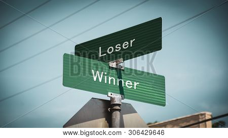 Street Sign The Direction Way To Winner Versus Loser