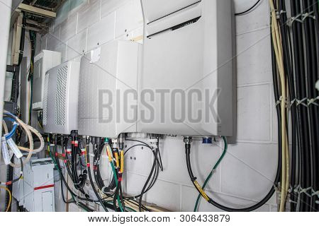 Metal Electricity Control Box With Sign On The Wall