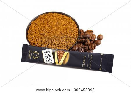 Prague, Czech Republic - May 20, 2019: CARTE NOIRE was created in the 1970âs by Rene Monnier (Jacobs) 