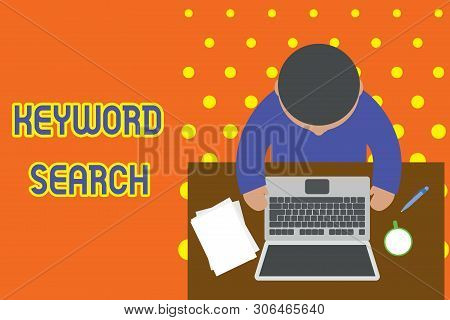 Handwriting Text Writing Keyword Search. Concept Meaning Using Word Or Term To Look Correct Subject 