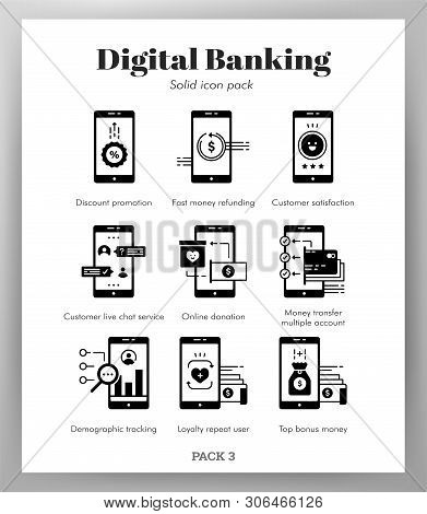 Digital Banking Vector Illustration In Solid Color Design