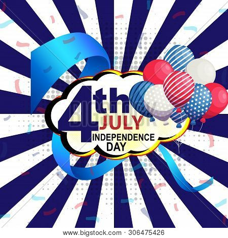 4th July Background With American Elements On Blue Background