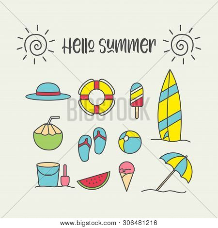 Summer Icon Beach Set Vector Design Illustration