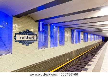 Berlin, Germany - December 18, 2017: Spittelmarkt Station In Berlin Subway Located Near To The Spree