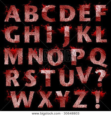 Набор кровавый отпечаток букв