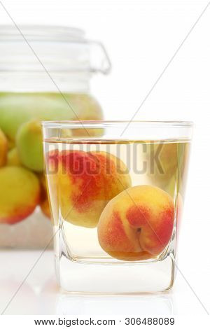 Japanese Plum Wine Called Umeshu On White Background
