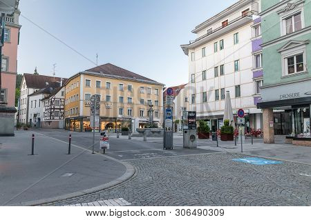 Bregenz, Austria - June 1, 2019: Square In City Center Of Bregenz.
