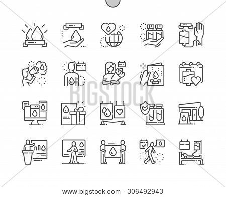 World Blood Donor Day Well-crafted Pixel Perfect Vector Thin Line Icons 30 2x Grid For Web Graphics 