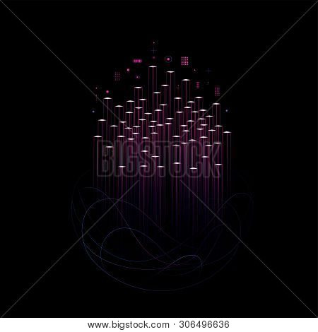 Futuristic Globe Big Data Tech Elements Abstract Dark Background