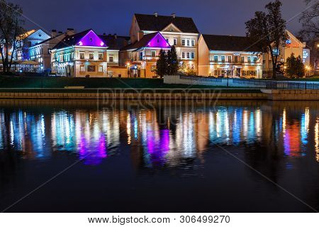 Minsk, Belarus - November 15, 2018: Traetskae Pradmestse Or Trinity Suburb On Svisloch River Bank At
