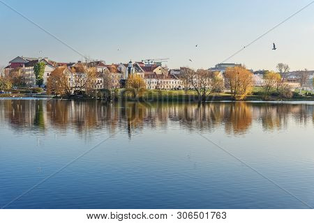 View Of Traetskae Pradmestse Or Trinity Suburb And Island Of Tears Chapel Or Island Of Courage And S