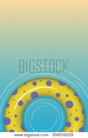 Vertical Image Of An Inflatable Circle On A Yellow-blue Background. Place For Text. Vector Illustrat