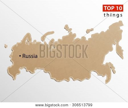 Russia Map Vector. Russian Maps Craft Paper Texture. Empty Template Information Creative Design Elem