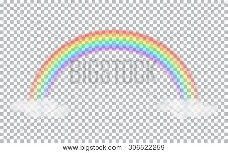 Colored Transparent Rainbow. Vector Illustration. Symbol Of Good Luck And Right Path. Colorful Weath