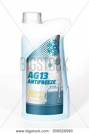 Single Motor Antifreeze Bottle Isolated On White Background