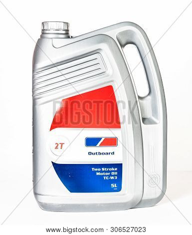 Single Motor Oil Bottle Isolated On White Background