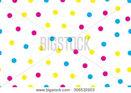 Subtractive Cmyk Color Model, Cmy Seamless Pattern With Circles, Abstract Background For Typography,