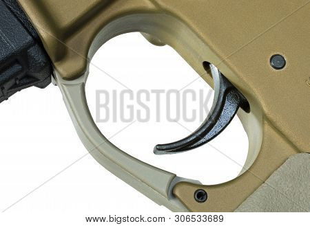 Bronze Colored Ar-15 Trigger That Is Black Isolated On White