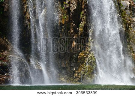 Picturesque Cascading Ulim Waterfall In North Korean Mountains, Outside Of Wonsan. Ullim Falls. Nort