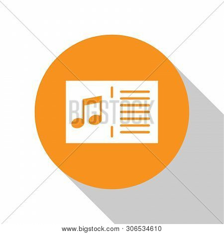 White Music Book With Note Icon Isolated On White Background. Music Sheet With Note Stave. Notebook 