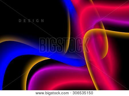 Abstract Blurry Future Smooth Light Lines Vector Background. Horizontal Futuristic Color Banner, Cur