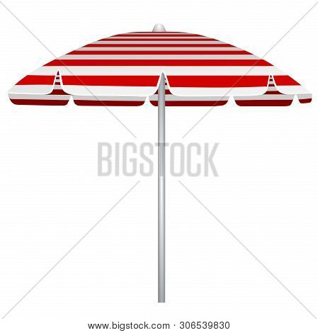 Red And White Stripes Beach Umbrella Illustration Vector