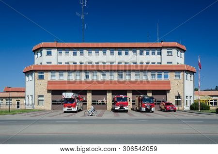 Kolobrzeg, West Pomeranian / Poland - 2019: National Firefighting Rescue System - Fire Station And F