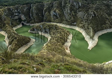 Clear And Cleen River Uvac In Serbia With Meanders, Habitat Of Protected Bird Species  Griffon Vultu