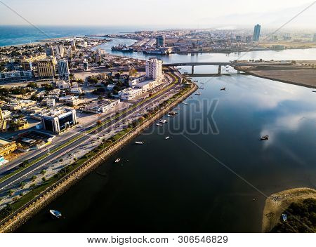 Ras Al Khaimah, United Arab Emirates - June 2, 2019: Ras Al Khaimah Corniche Walking Area By The Cre