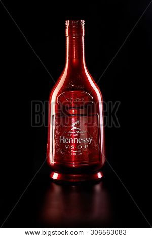 Tel Aviv, Israel - June 15, 2019. Tel Aviv, Israel - June 15, 2019. Bottle Of French Cognac Hennessy