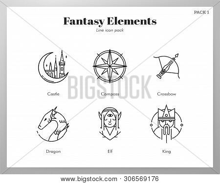 Fantasy Vector Illustration In Line Stroke Design