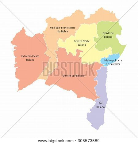 Bahia State Regions Map Isolated On White Background