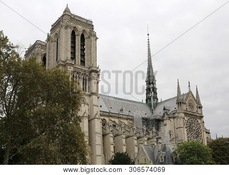 View Of Cathedral Of Notre Dame De Paris Before The Fire