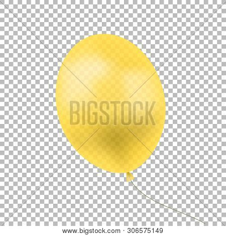 Vector Yellow Balloon Isolated On Transparent Background, Translucent Object, Calebration Concept Il