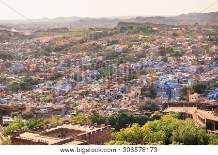 View Of The Blue City Of Jodhpur, India From Mehrangarh Fort