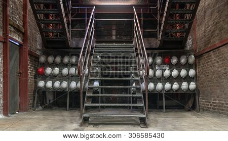 Essen, Germany - April 7, 2019: Old Pitframe Of Zeche Zollverein, Industrial Heritage Of Germany On 