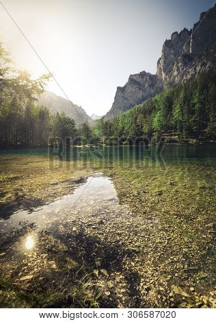 A Beautiful Lake Called Green Lake In Austria In Summer