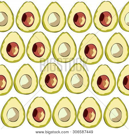 Avocados Seamless Surface Pattern, Avocado Fruit  Healthy Food Repeat Pattern For Home Textile, Kitc