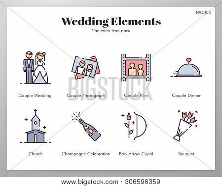 Wedding Vector Illustration In Line Color Design