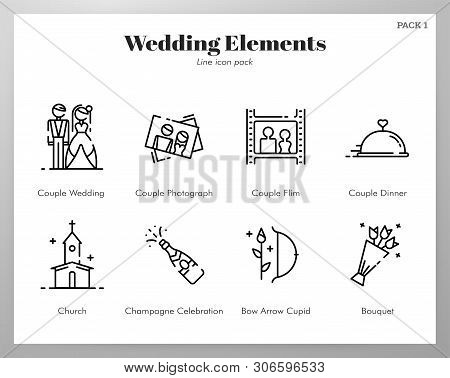 Wedding Vector Illustration In Line Stroke Design