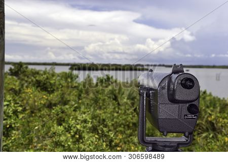A Viewing Telescope In A Wildlife Refuge Located In Florida
