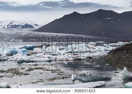 Melting Tongue Of The Breidamerkurjokull Glacier Summer Season