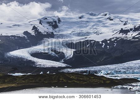 Melting Tongue Of The Breidamerkurjokull Glacier Summer Season
